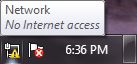 No internet warning